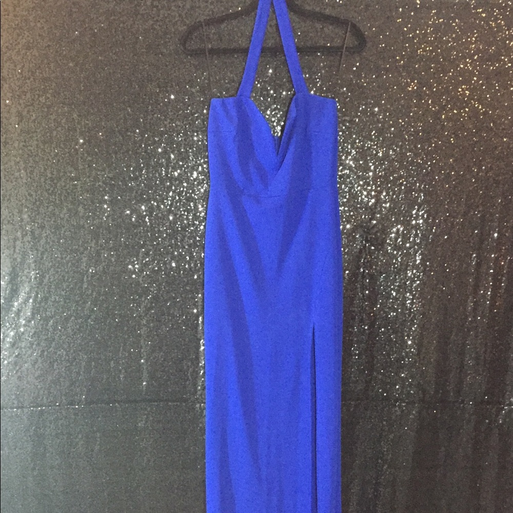 Royal blue slit leg dress
